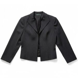 EUC Harve Benard by Benard Holtzman Open Front Gray Wool Blend Blazer Size 8